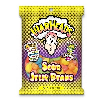 Warheads Sour Jelly Beans Bag 141g - Box of 12
