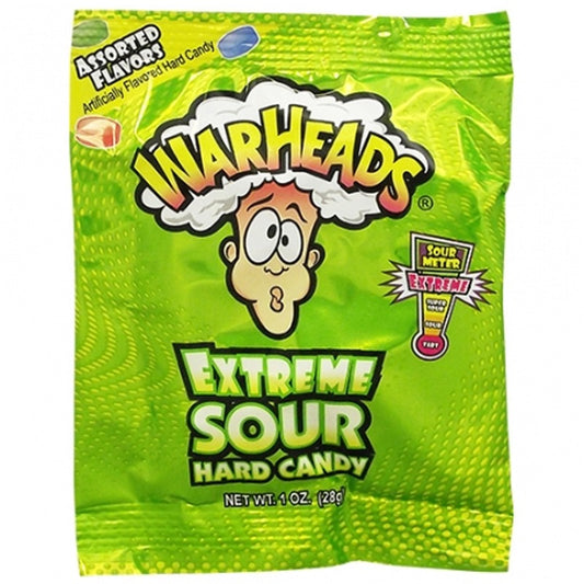 Warheads Extreme Sour Hard Candy 1oz / 28g Peg Bag - Box 12 pieces