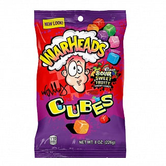 Warheads Chewy Cubes Peg Bag 8oz / 226g Peg Bag- Box (12 pieces)