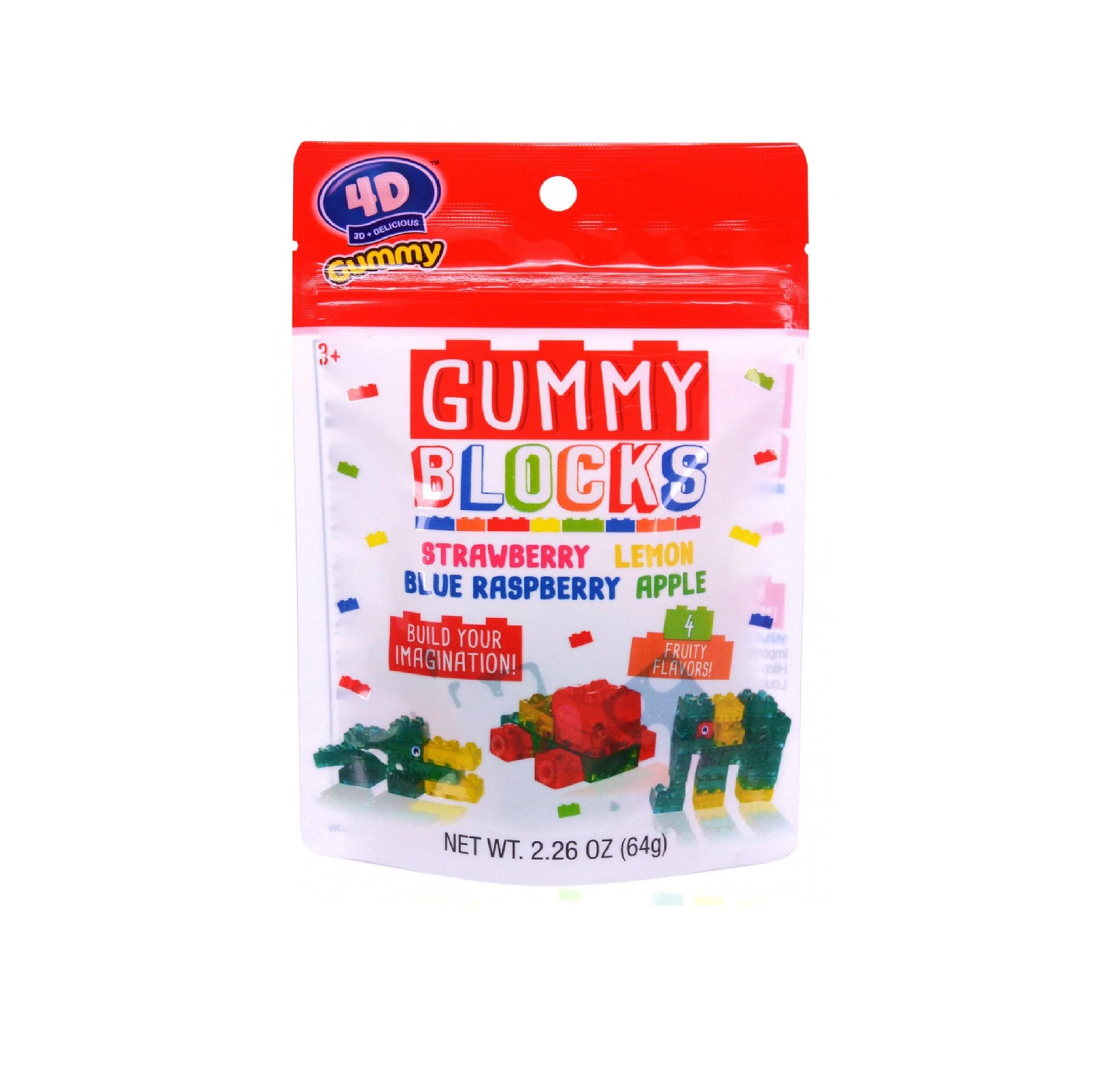 4-D Gummy Blocks Peg Bag 64g – Box of 8