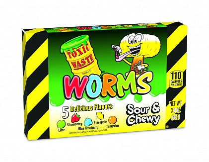 Toxic Waste Worms Theatre Box - 85g (Box of 12)