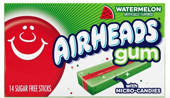 Airheads Gum Watermelon - 34g (Box of 12)