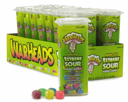 Warheads Extreme Sour Hard Candy Minis 1.75oz / 49g- Box (18 pieces)